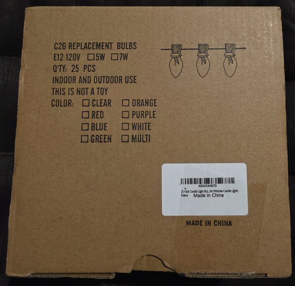 Replacement Light Bulbs for Electric Candle Lamps 7 Watt of 25 Bulbs E12 Base - Picture 2 of 2